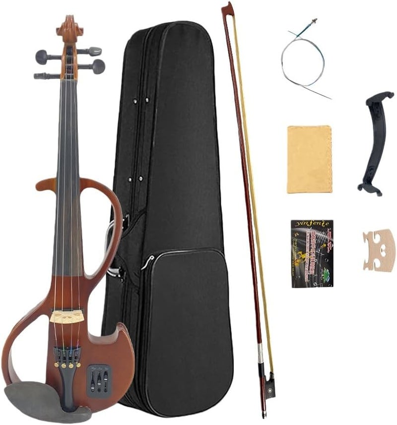 ModouString 4 String Electric Violin 4/4 full size violin kit with Ebony Fittings,Case, Bow, Cable and Other accessories for Beginners, Students, Adults Metallic Paint (Red) - Image 1
